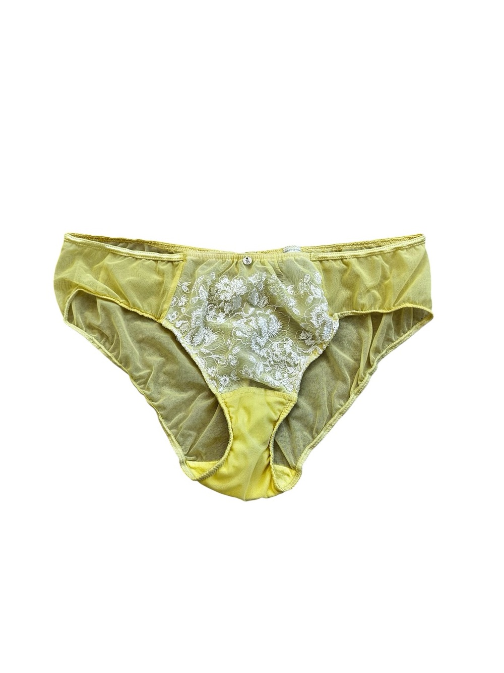 Vintage Victoria’s Secret Hip Hugger Bikini Panty Sheer Mesh Embroidered Y2K